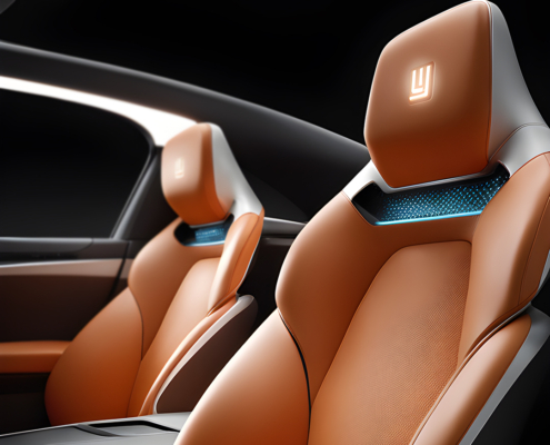 Light through fabric - car seat emblem