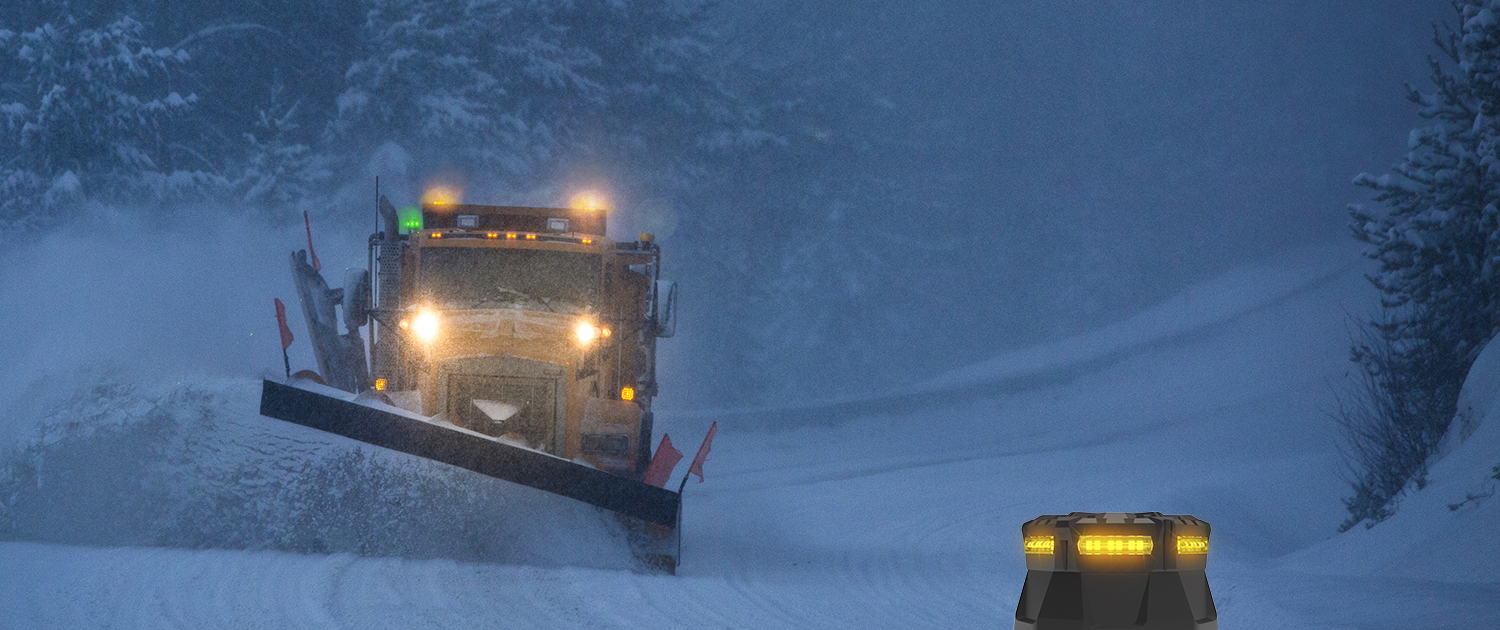 Beacon light on snow plow truck